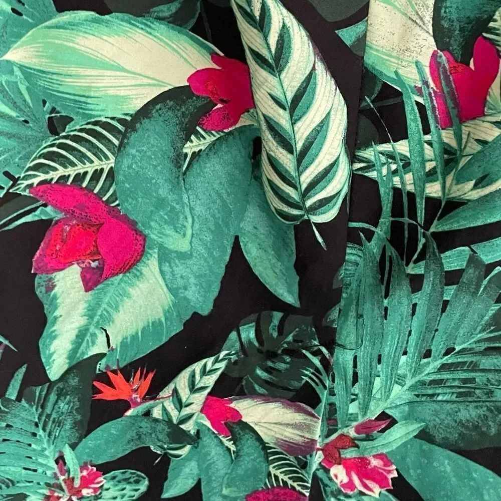 LORD & TAYLOR Pencil Skirt Tropical Print Black Green Red Pink 12 - Picture 4 of 6